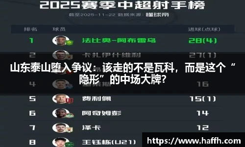 山东泰山堕入争议：该走的不是瓦科，而是这个“隐形”的中场大牌？